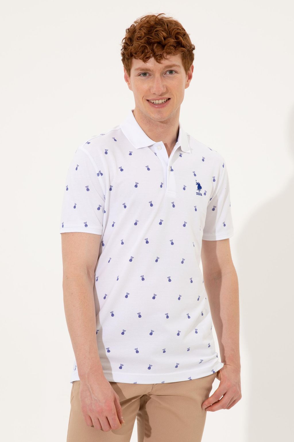 U. S. Polo Assn Мужская белая футболка с воротником-поло - U.s. polo assn фото 2