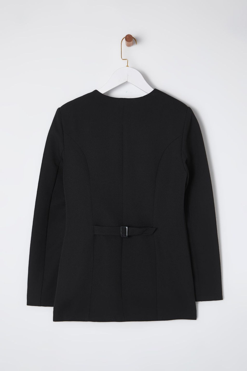 Siyah Vatkal? Bisiklet Yaka Dokuma Blazer Ceket TWOSS25BC00008