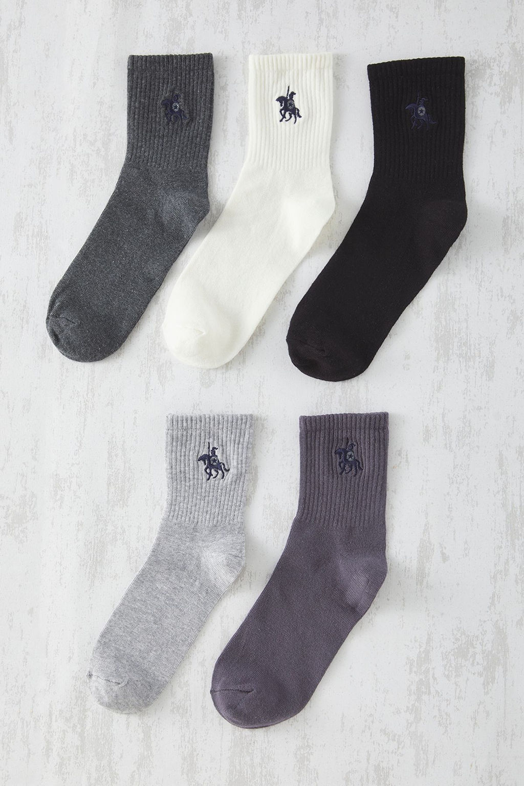 TRENDYOL MAN Cok Renkli Unisex 5li Paket Atl? Nak?sl? Kolej Pamuklu Corap TMNSS25CO00014