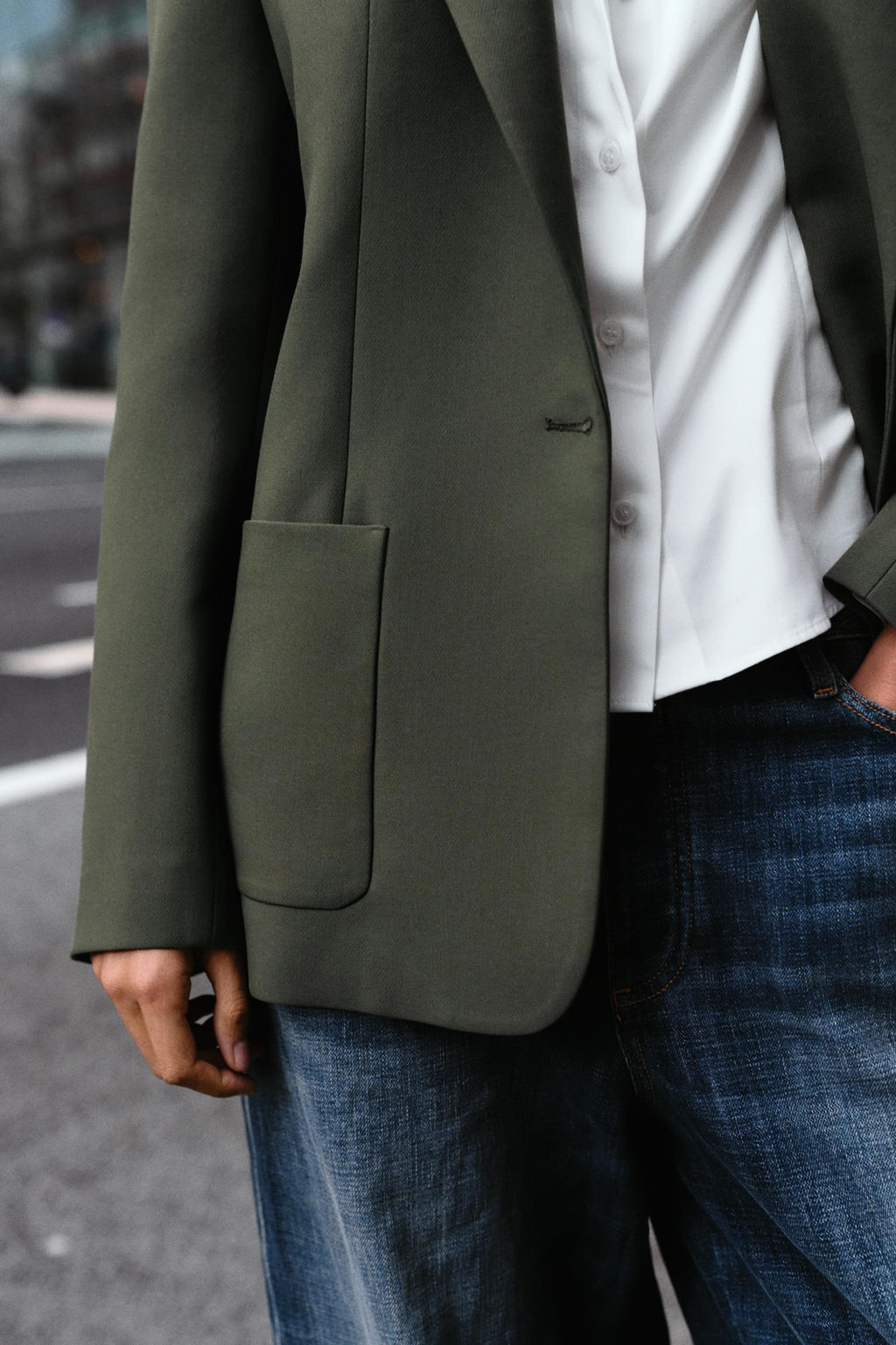 BLAZER RECTA HOMBRERAS / Khaki - Zara фото 4