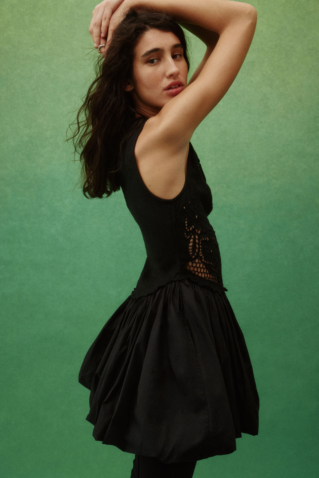 Vestido en mezcla de lino con falda burbuja - H&m фото 5