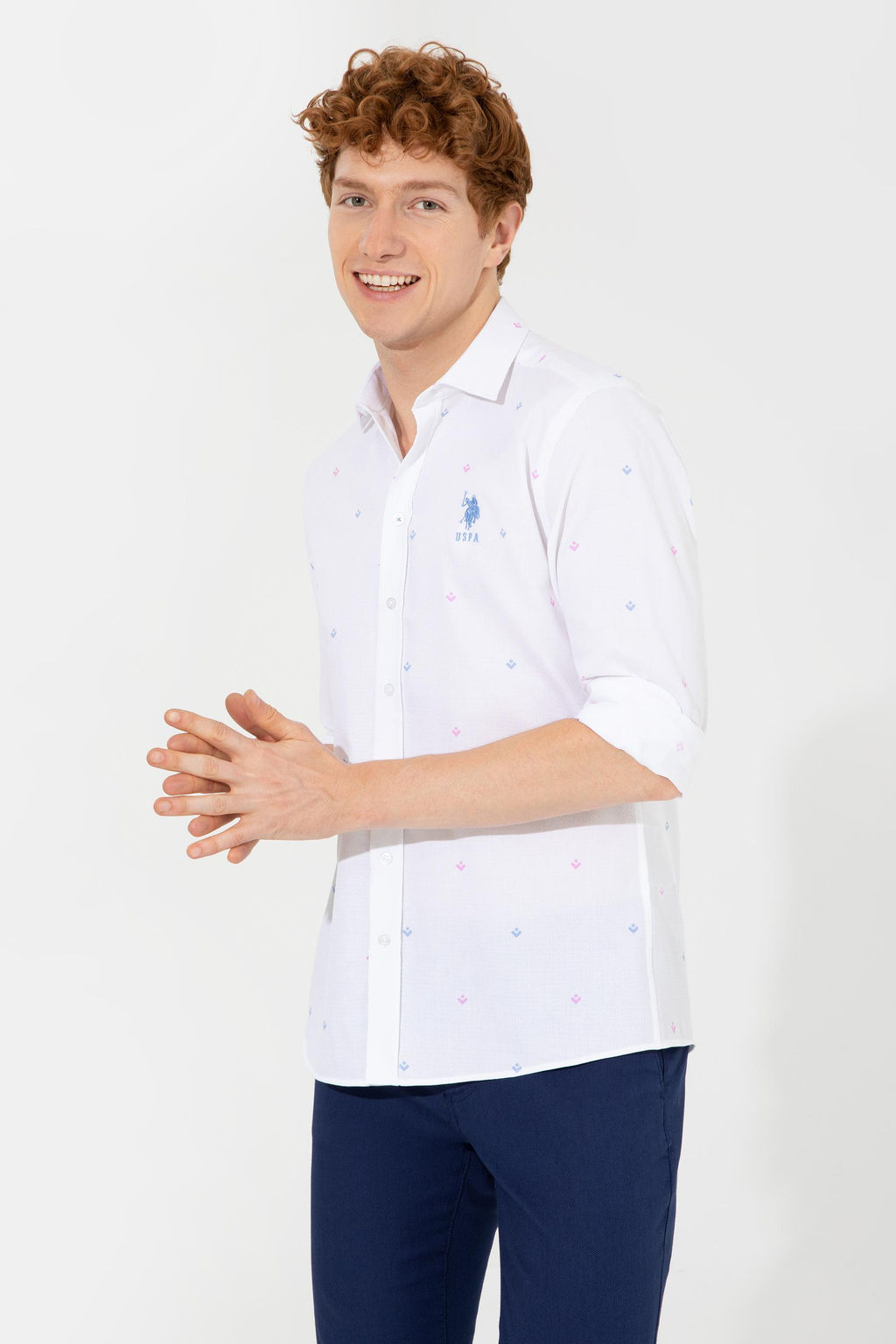 Мужская розовая рубашка с длинным рукавом - U.s. polo assn фото 3