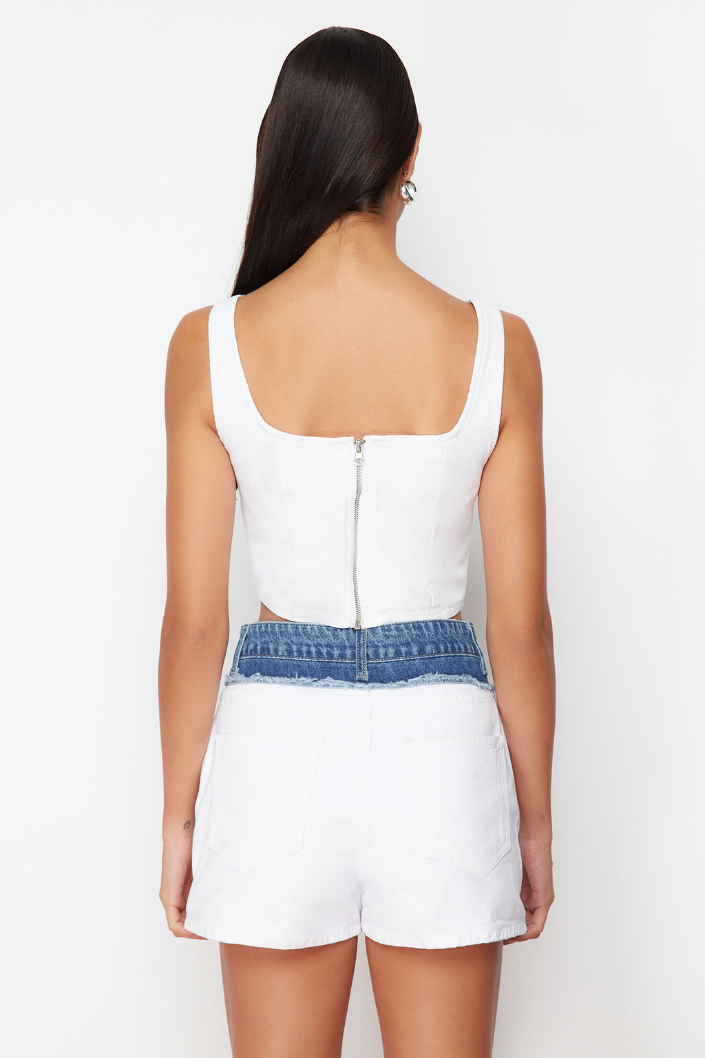 Trendyolmilla Mavi Dikis Detayl? Ask?l? Denim Bluz TWOSS22BZ1402  фото 11