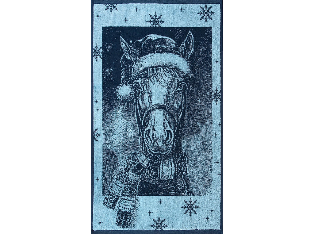 Полотенце махровое 6с103.412ж1 Лошадь новогодняя(джинс) 50х90см