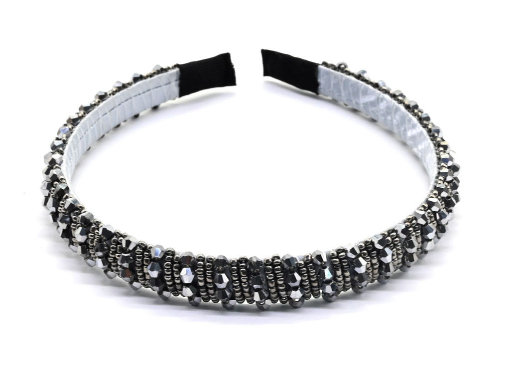 Ободок для волос с цирконом, цвет серебристый