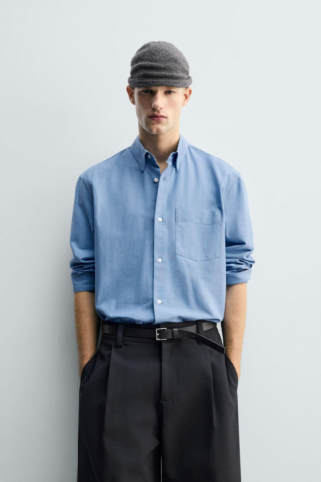 TEXTURED OXFORD SHIRT WITH POCKET - Zara фото 2