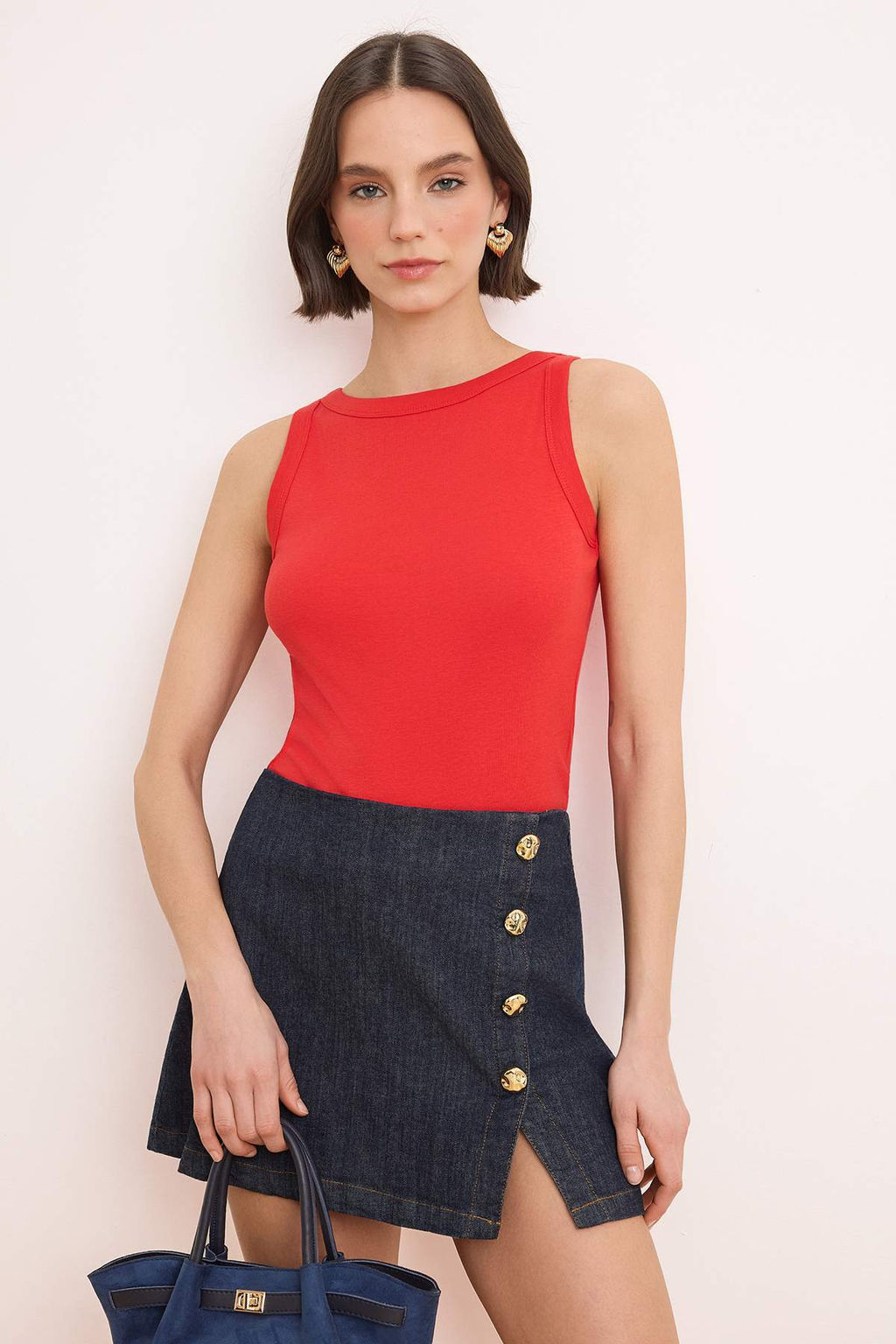 Wardrobe Essentials-Siyah Fitted/Vucuda Oturan Kolsuz Pamuk Ribana Orme Atlet TWOSS26AL00043 - Trendyolmilla фото 13