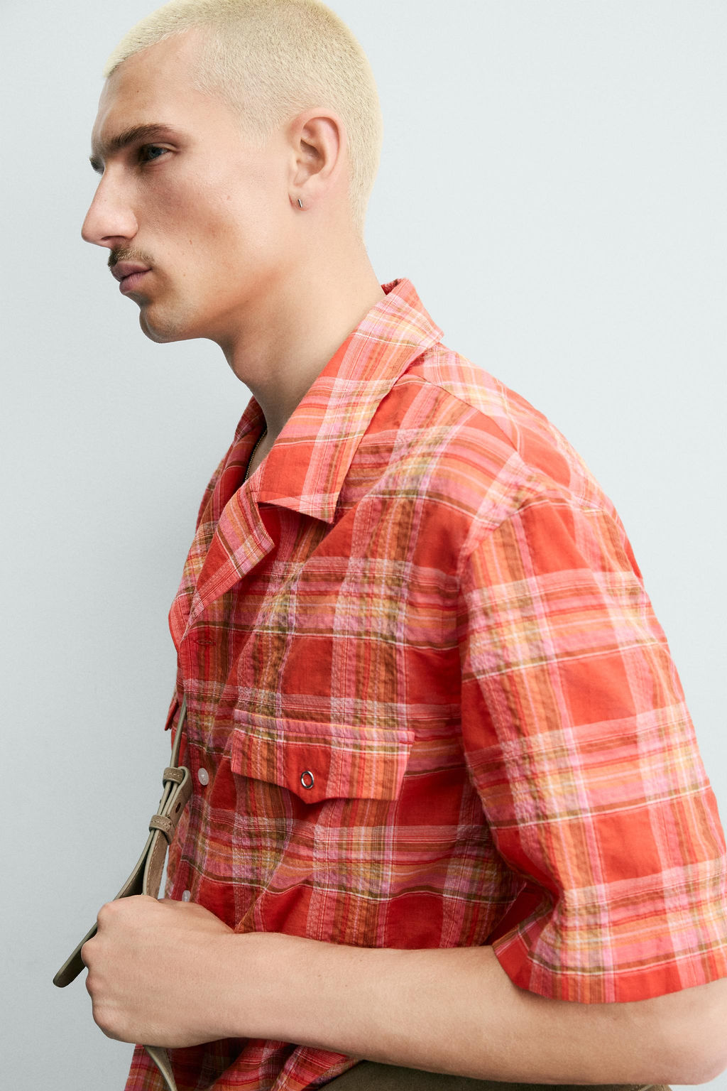 CAMISA RELAXED FIT CUADROS / Naranja - Zara фото 5