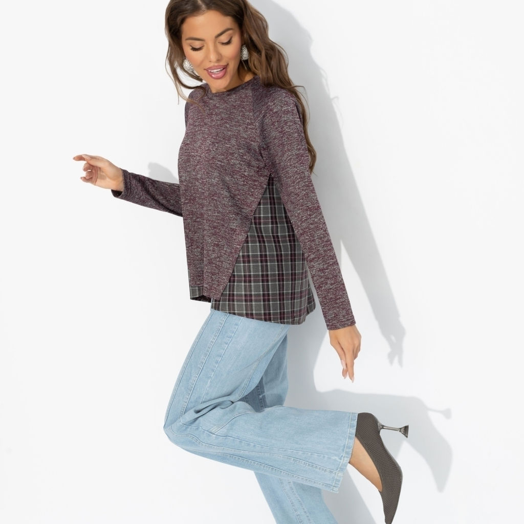 Лонгслив комбинированный, Модный эквивалент (преппи) - Charutti фото 7