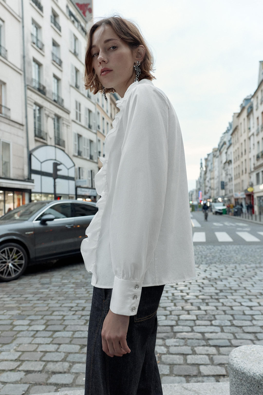 POPLIN SHIRT WITH BEADED LAPEL - Zara фото 3