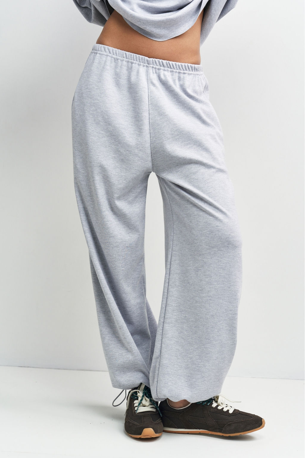 Брюки хлопковые на кулиске Серый меланж - Erist store фото 2