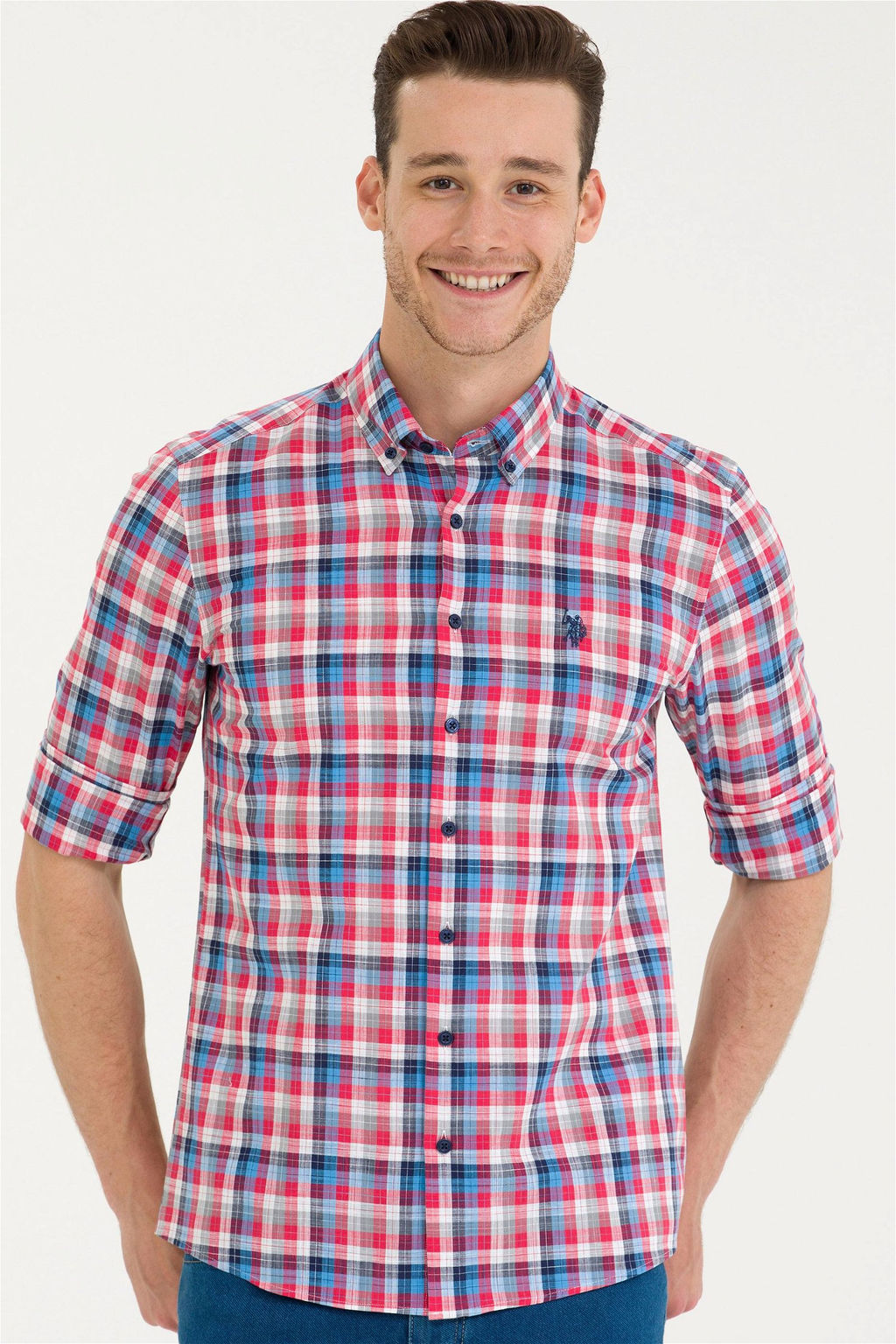 U. S. Polo Assn Мужская красная рубашка в клетку - U.s. polo assn фото 8