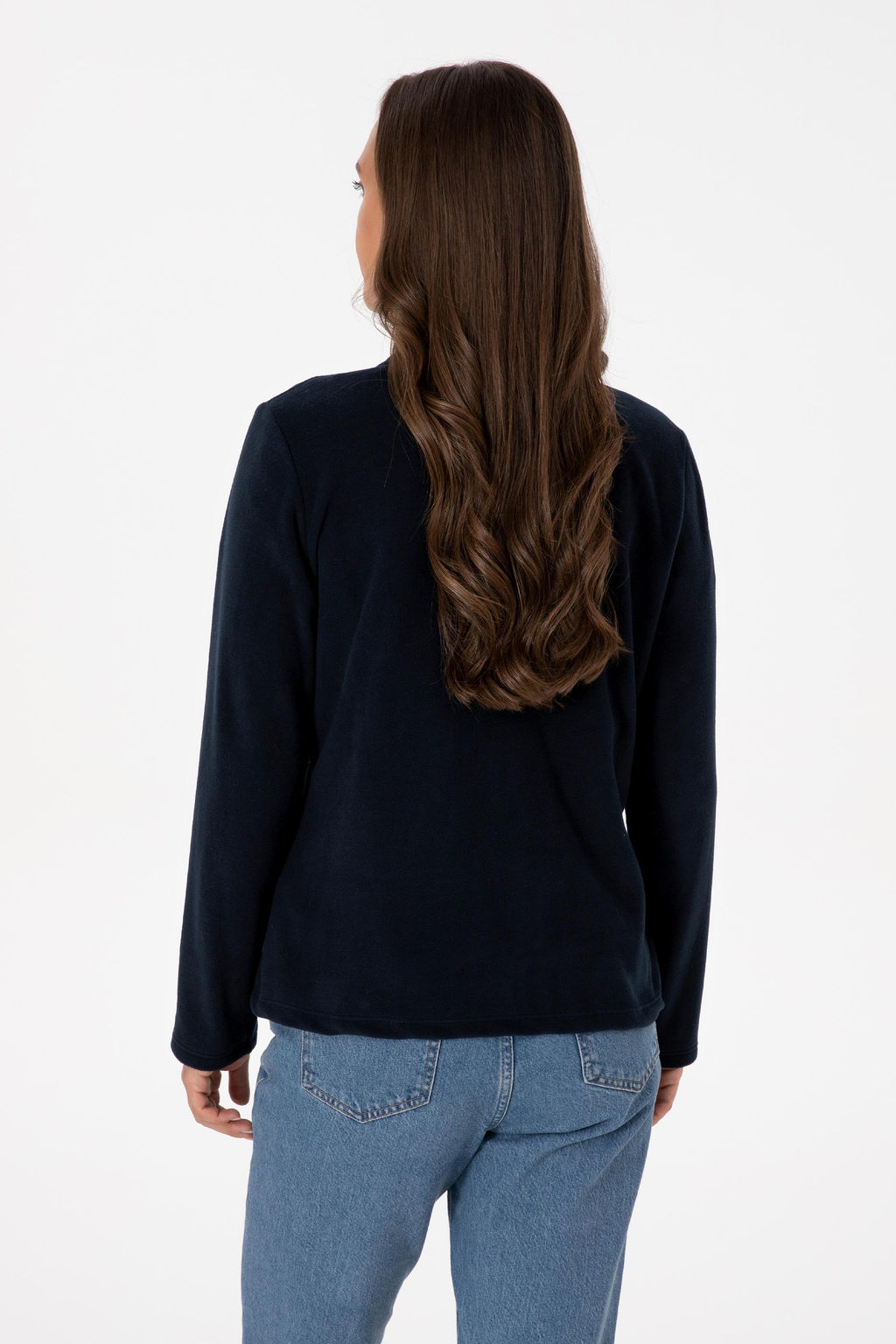 Kad_n Lacivert Fermuarl_ Dik Yaka Polar Sweatshirt - U.s. polo assn фото 5