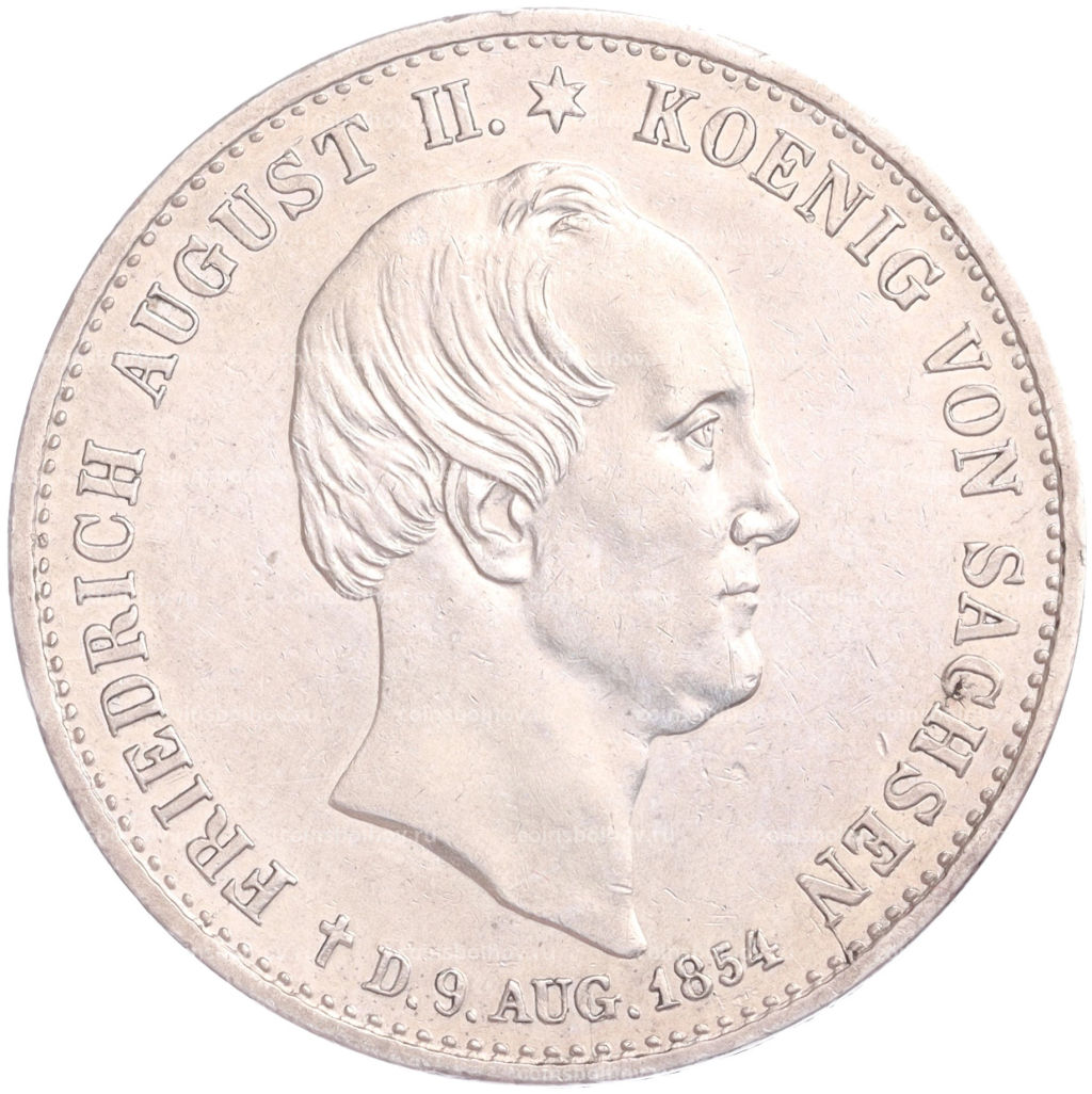 1 талер 1854 года Саксония Смерть Короля Фридриха Августа II