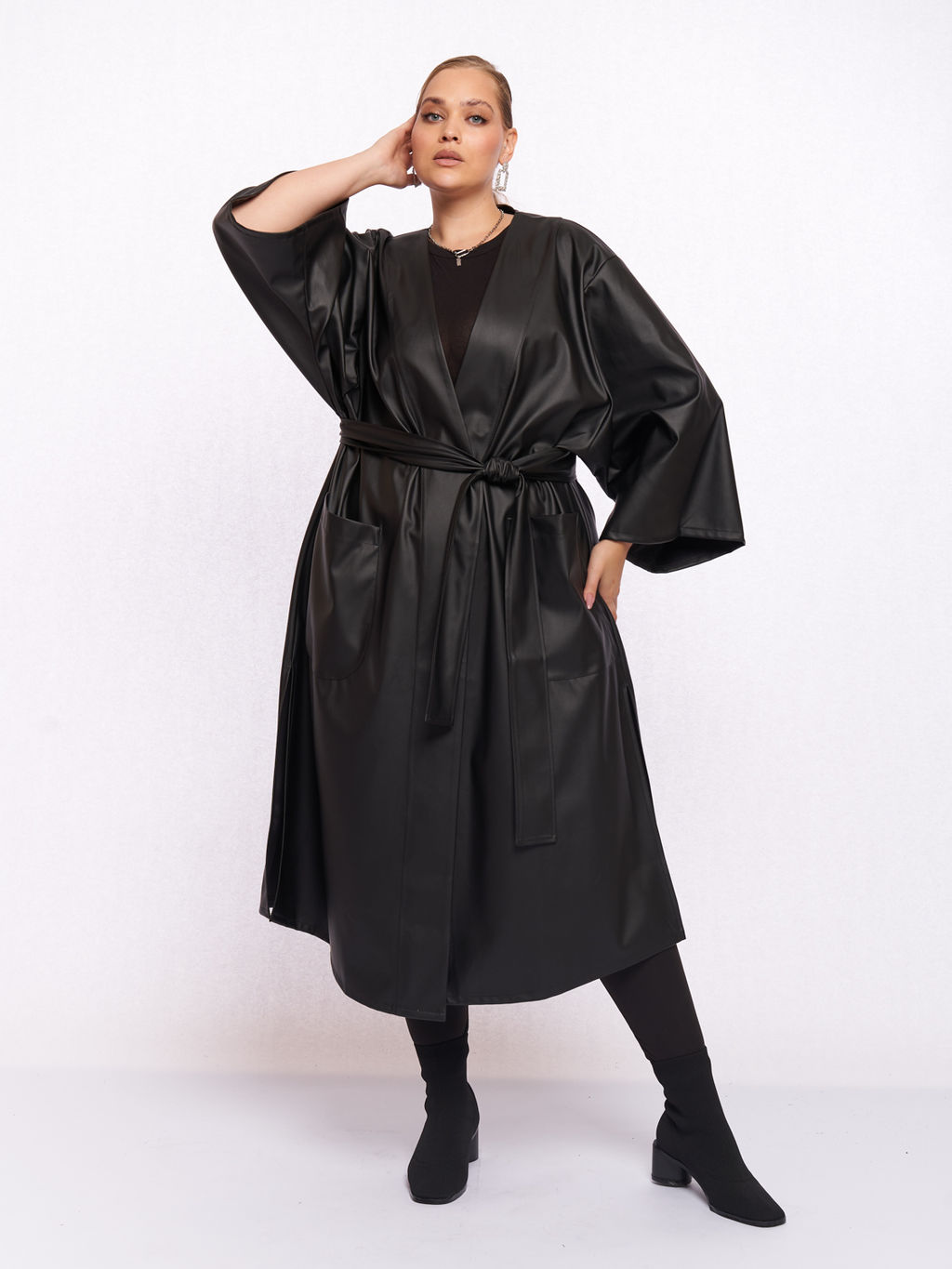 Кардиган кожаный KA05109BLK01