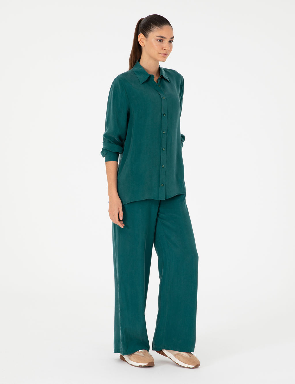 Koyu Ye_il Comfort Fit Uzun Kollu G_mlek