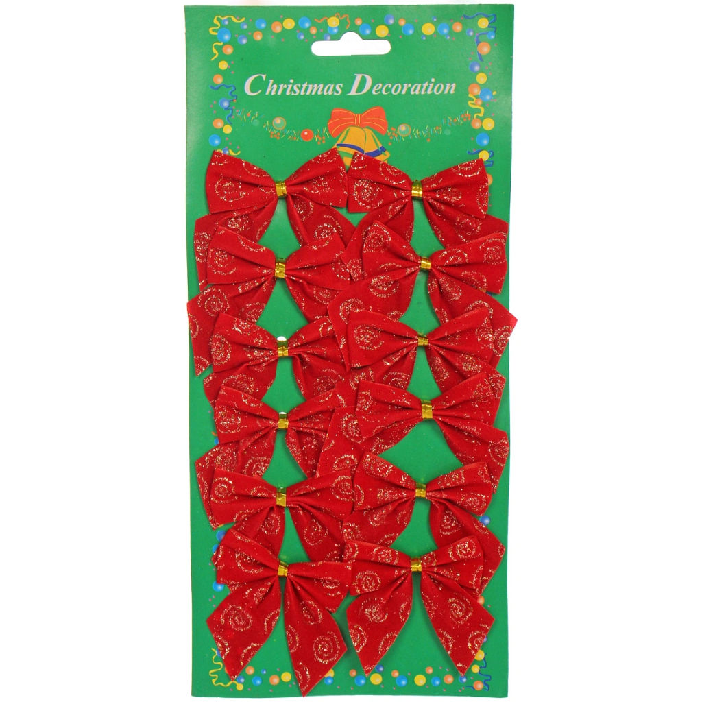 Цена за 4шт. Бант на ёлку "Бархат с золотой пылью" 6см (набор 12 шт)