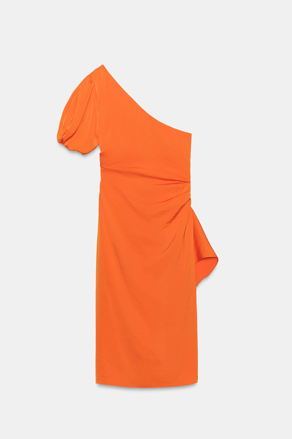 VESTIDO MIDI ASIM?TRICO SATINADO / Naranja - Zara фото 6