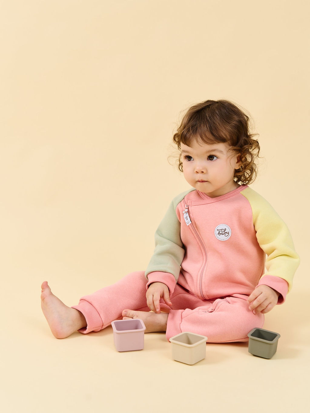 Комбинезон-косуха Колор блок Персик утепленный 0+ - Bungly фото 7