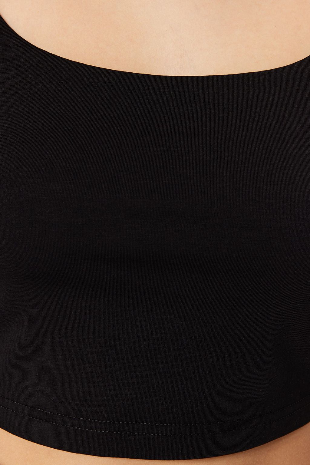 Siyah-Beyaz 2li Paket Pamuklu Spagetti Ask?l? Crop Esnek Orme Atlet TWOSS21AL0196