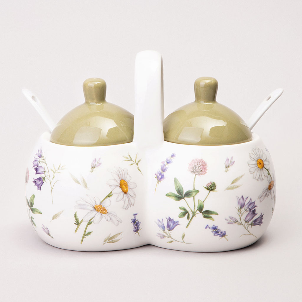 БАНКА 2 СЕКЦИИ AGNESS FLOWER STORY 17*10*13 СМ / 2x240 МЛ  фото 3