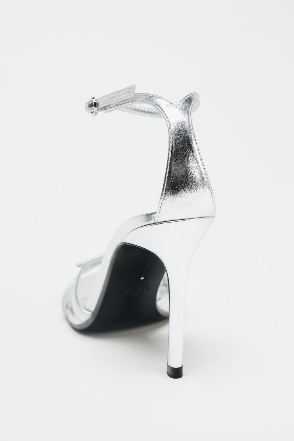 METALLIC HIGH-HEEL SANDALS - Zara фото 8