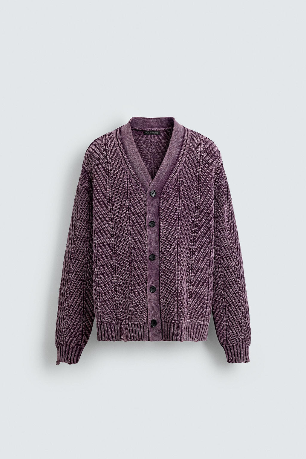 DISTRESSED EFFECT TEXTURED CARDIGAN