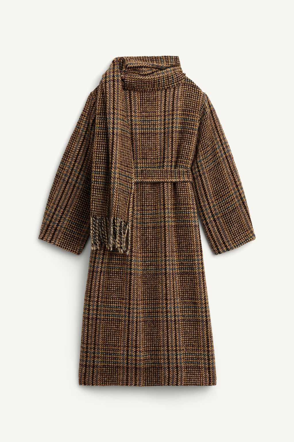 LIMITED EDITION CHECK COAT WITH SCARF - Zara фото 6