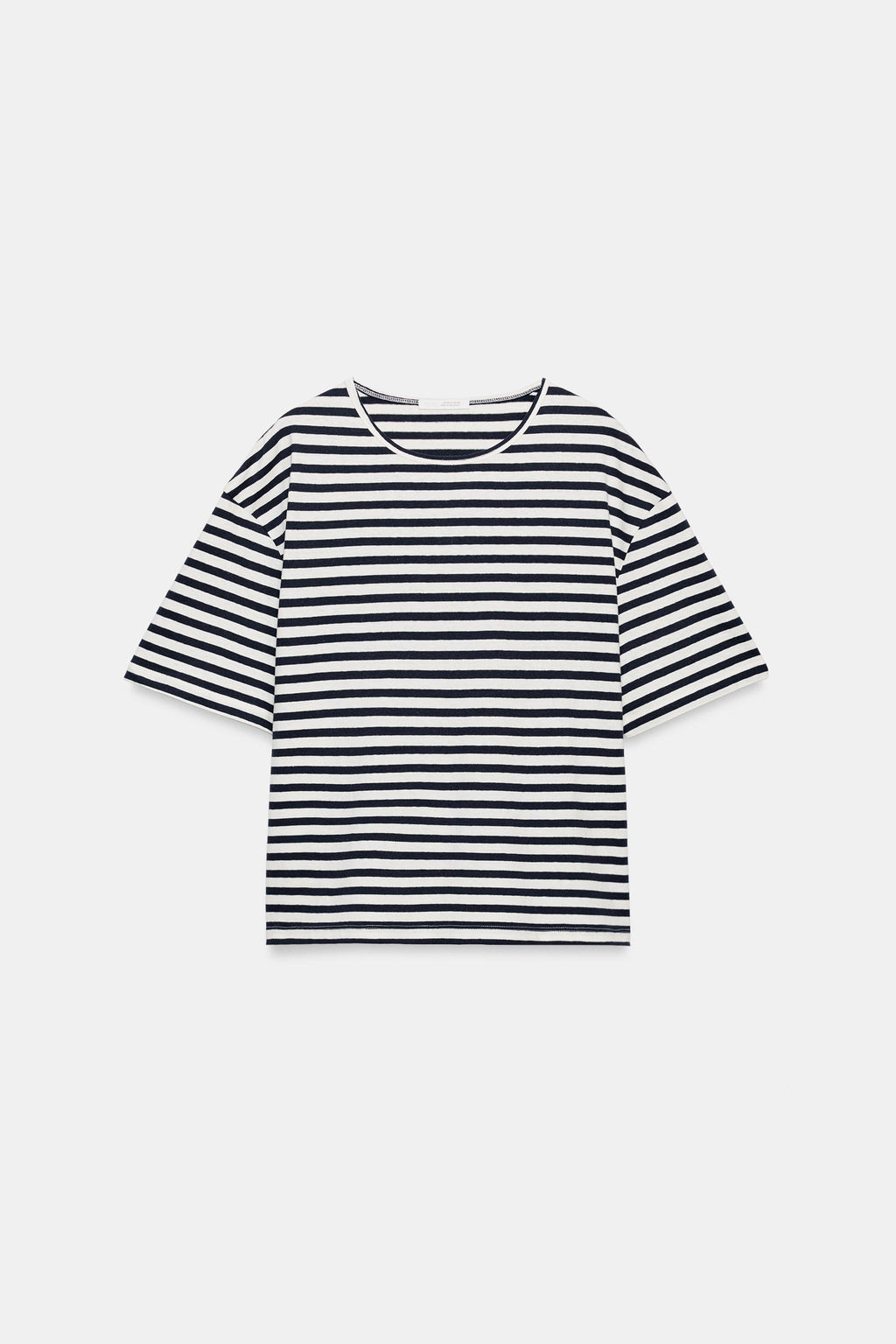 CAMISETA MANGA CORTA RAYAS / Crudo / Marino - Zara фото 4
