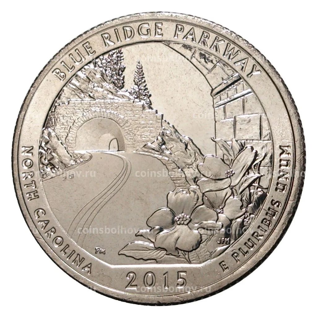 25 центов 2015 года P №28 Национальные парки - Автомагистраль Блу-Ридж