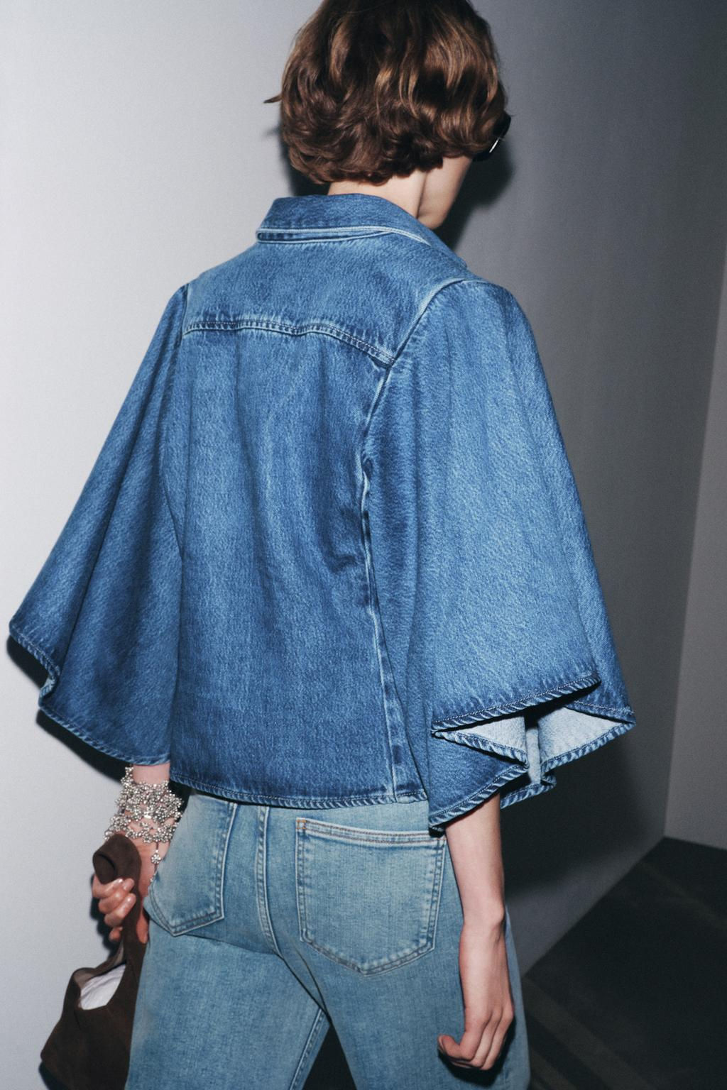 ZW COLLECTION DENIM KIMONO SHIRT - Zara фото 3