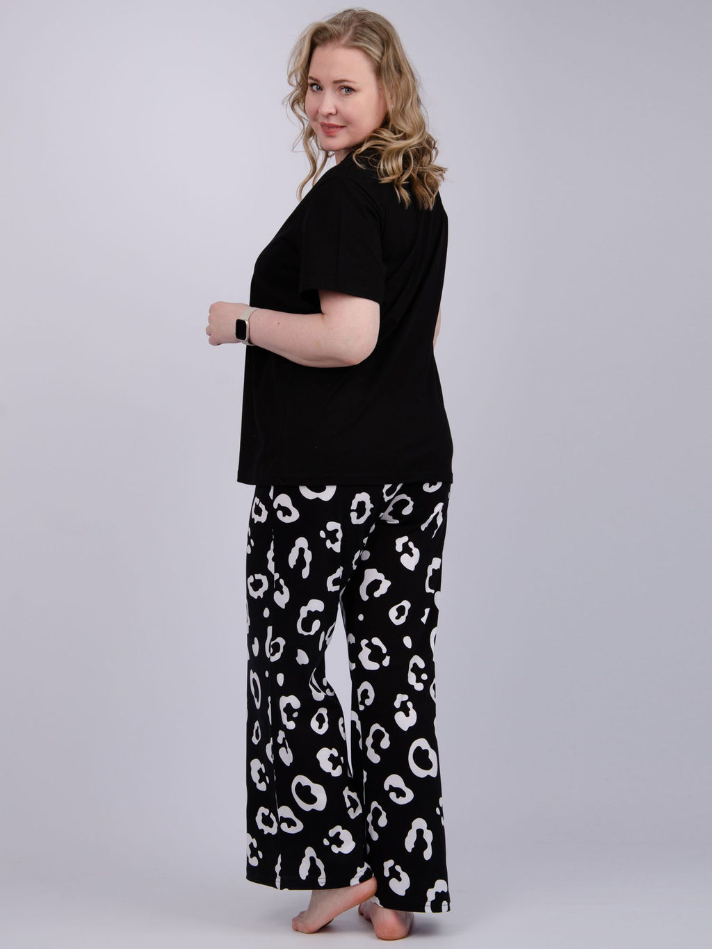 Пижама Выходные чёрная, трикотаж - Малина фото 5