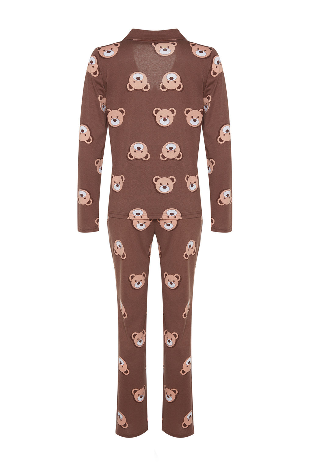 Trendyolmilla Ekru %100 Pamuklu Ay?c?kl? Gomlek-Pantolon Orme Pijama Tak?m? THMAW24PT00002 фото 8