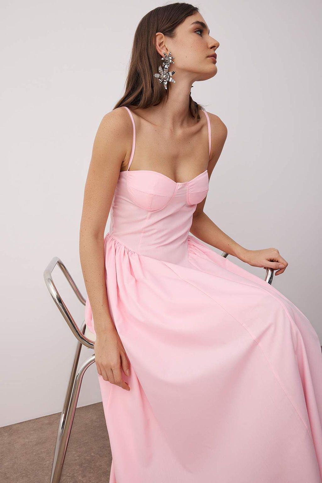 TRENDYOLMILLA Siyah A-Kesim Poplin Dokuma Midi S?k Elbise TPRSS24EL00294 фото 7