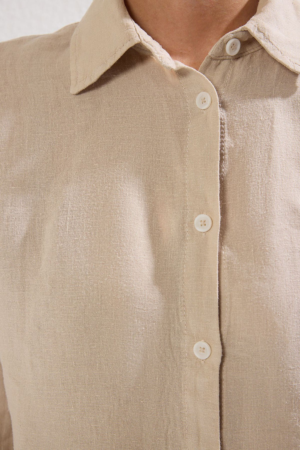 TRENDYOLMILLA Mint %100 Keten Oversize Gomlek TWOSS24GO00121  фото 7