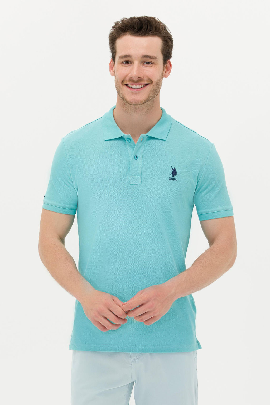 U. S. Polo Assn Мужская мятная базовая футболка с воротником-поло - U.s. polo assn фото 4