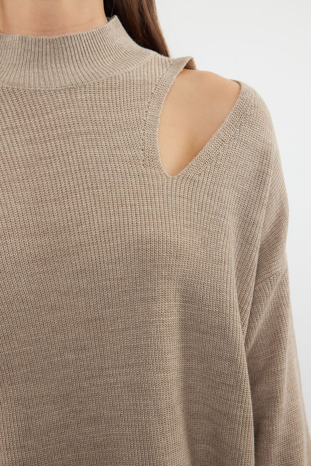 Vizon Genis Kal?p Pencere/Cut Out Triko Kazak TWOAW24KZ00342 - Trendyolmilla фото 4