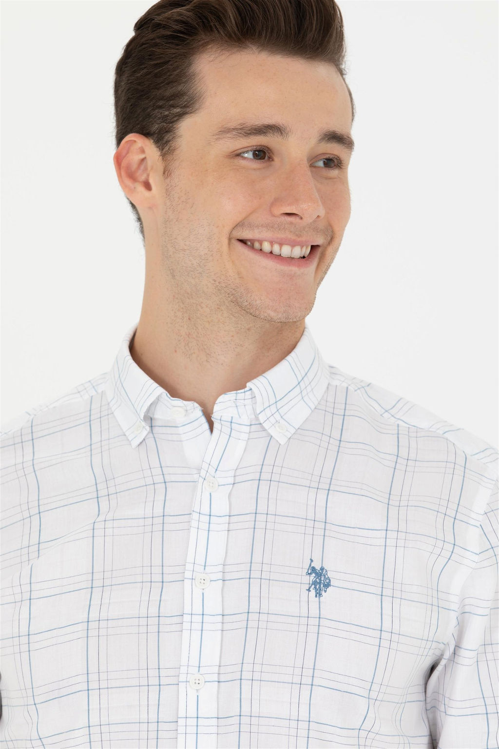 U. S. Polo Assn Мужская синяя белая рубашка в шотландскую клетку - U.s. polo assn фото 9