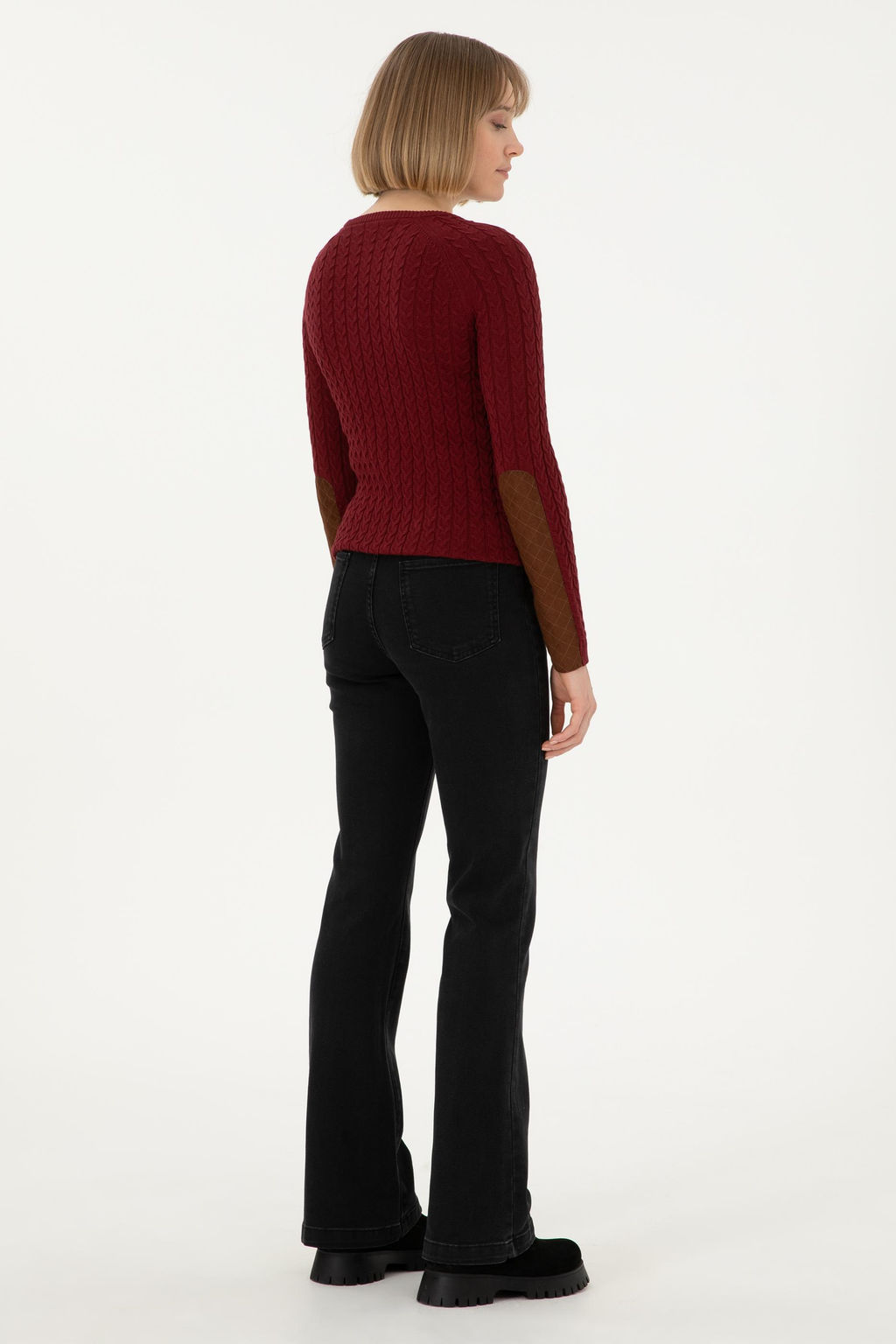 Kad_n Siyah Slim Flare Fit Jean Pantolon