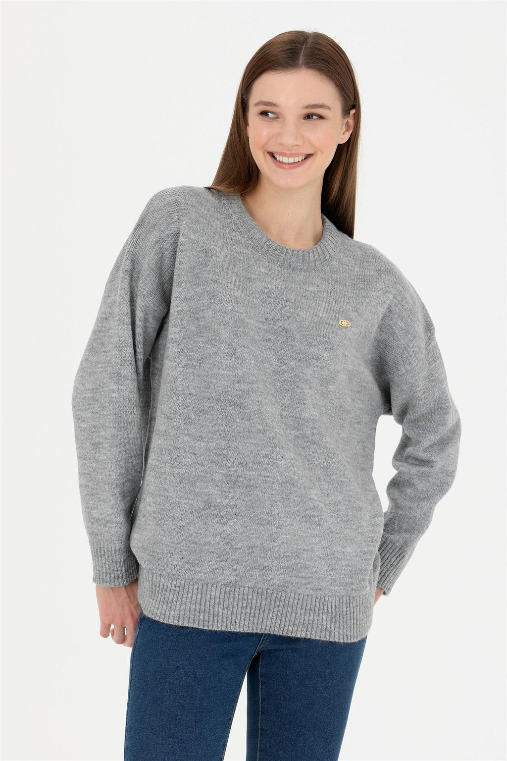 Женский серый меланжевый свитер - U.s. polo assn фото 10