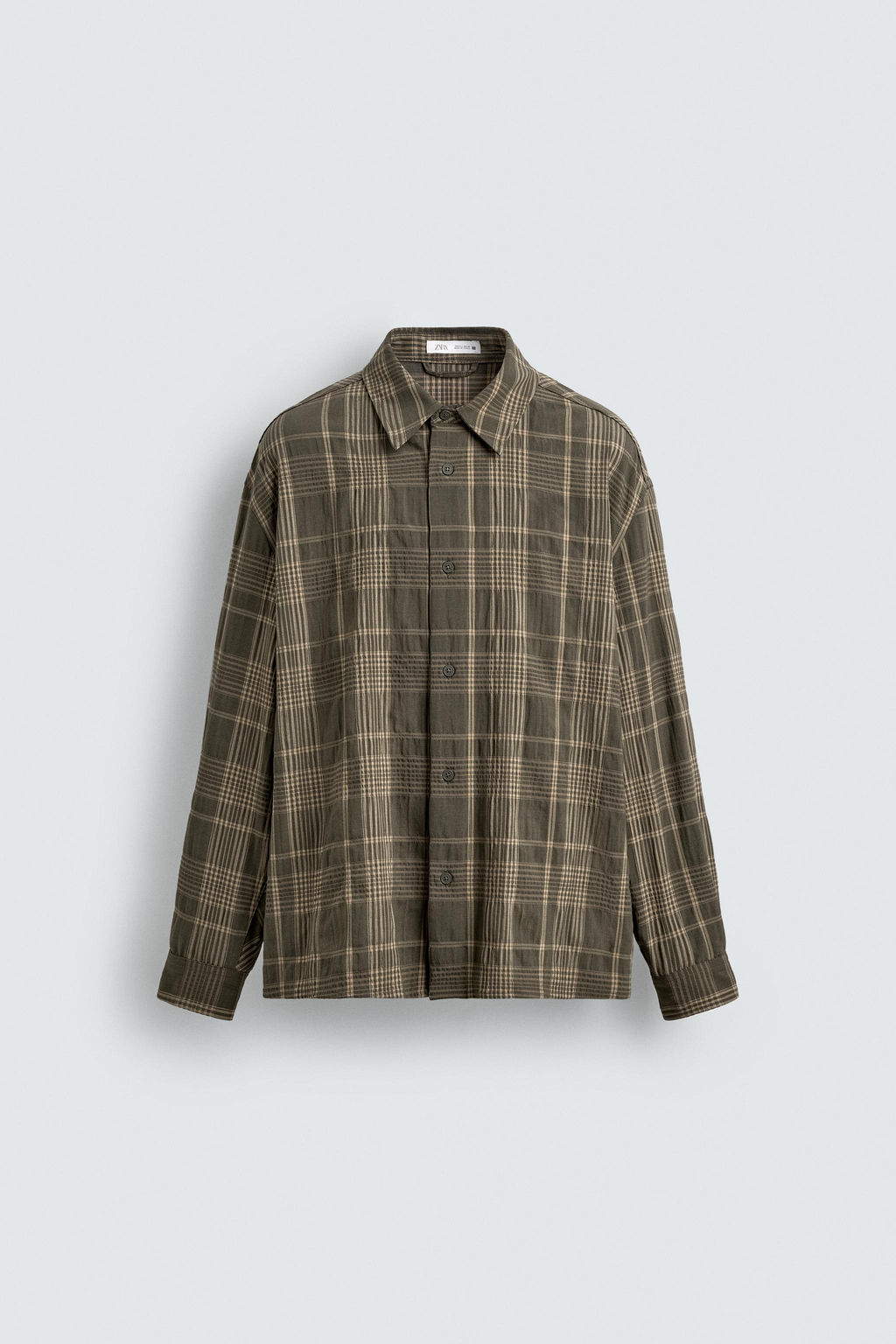 CAMISA FLUIDA CUADROS / Khaki - Zara фото 8