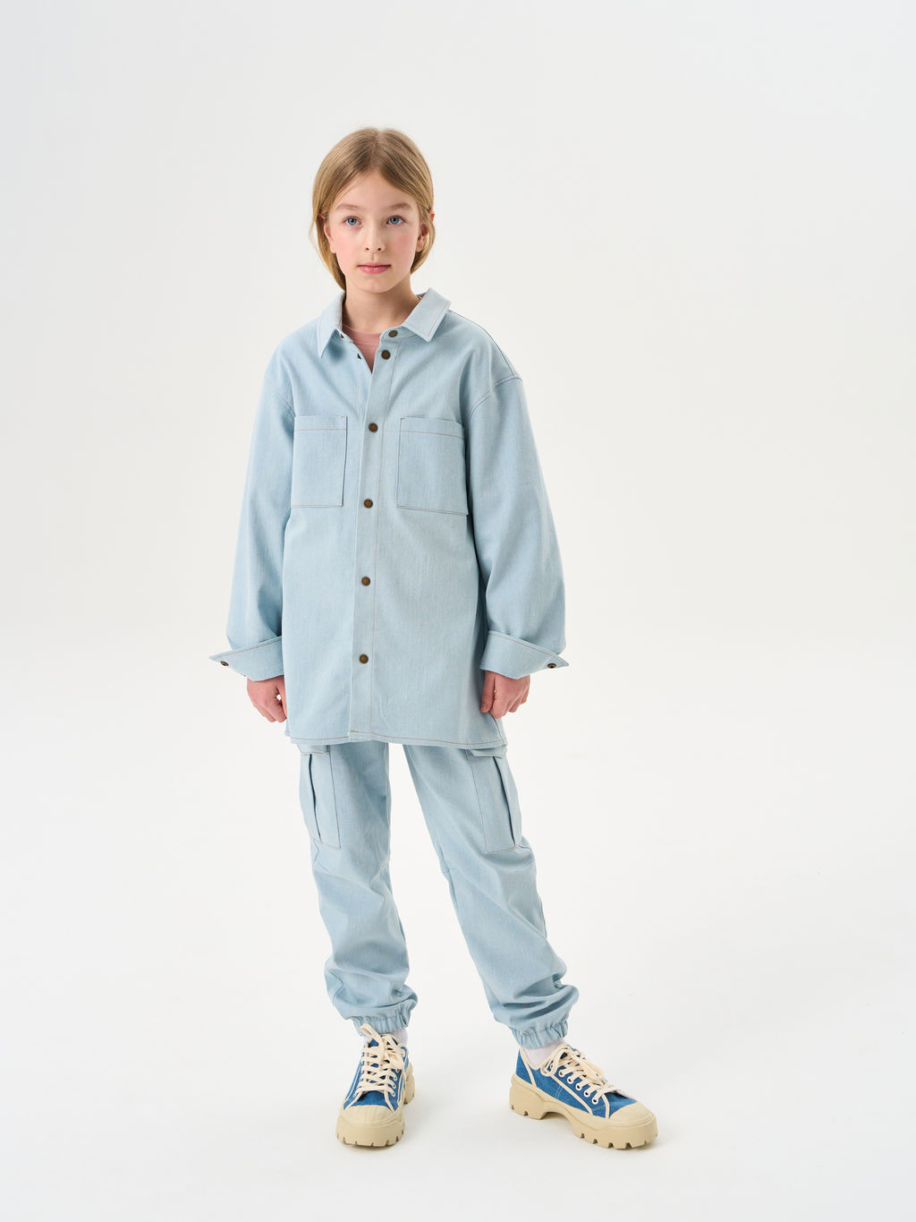 Рубашка джинсовая "Серо-голубой" 7+