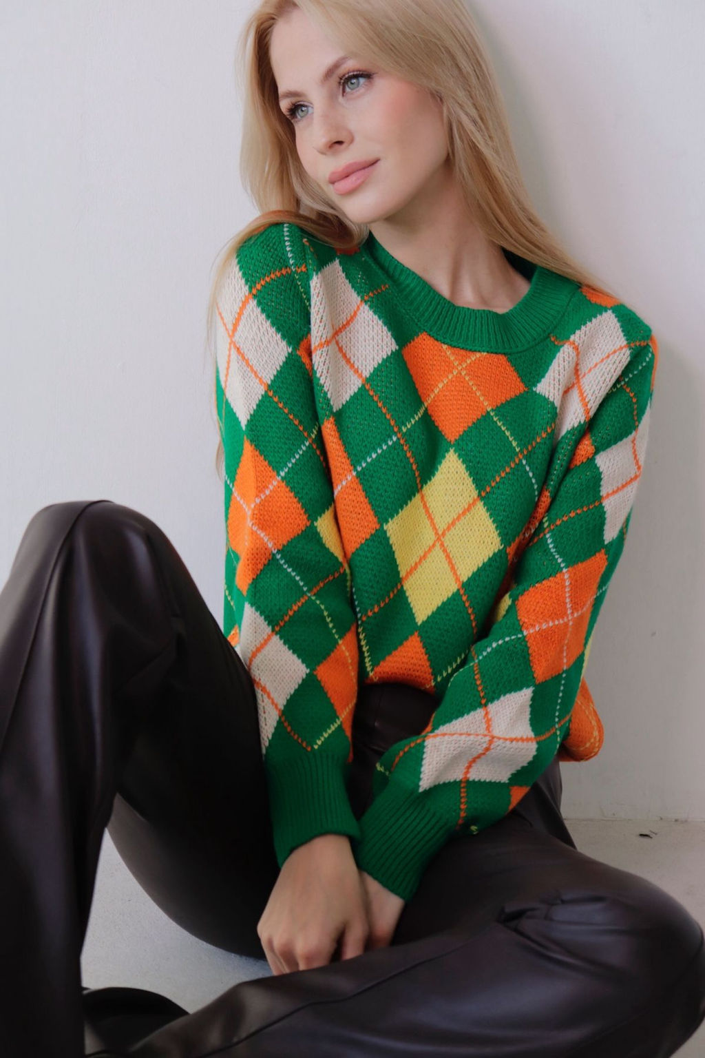 10664 Джемпер с ромбами зелёный - Martichelli фото 16