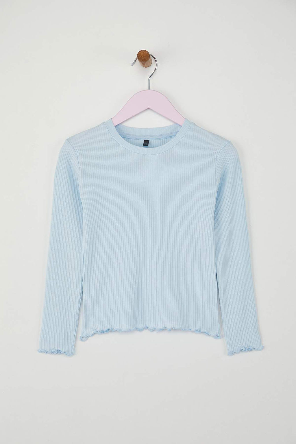 Pembe-Mavi 2li K?z Cocuk 100% Pamuk Duz Bisiklet Yaka Regular Orme T-Shirt TKDAW26TS00001 - Trendyolmilla фото 7