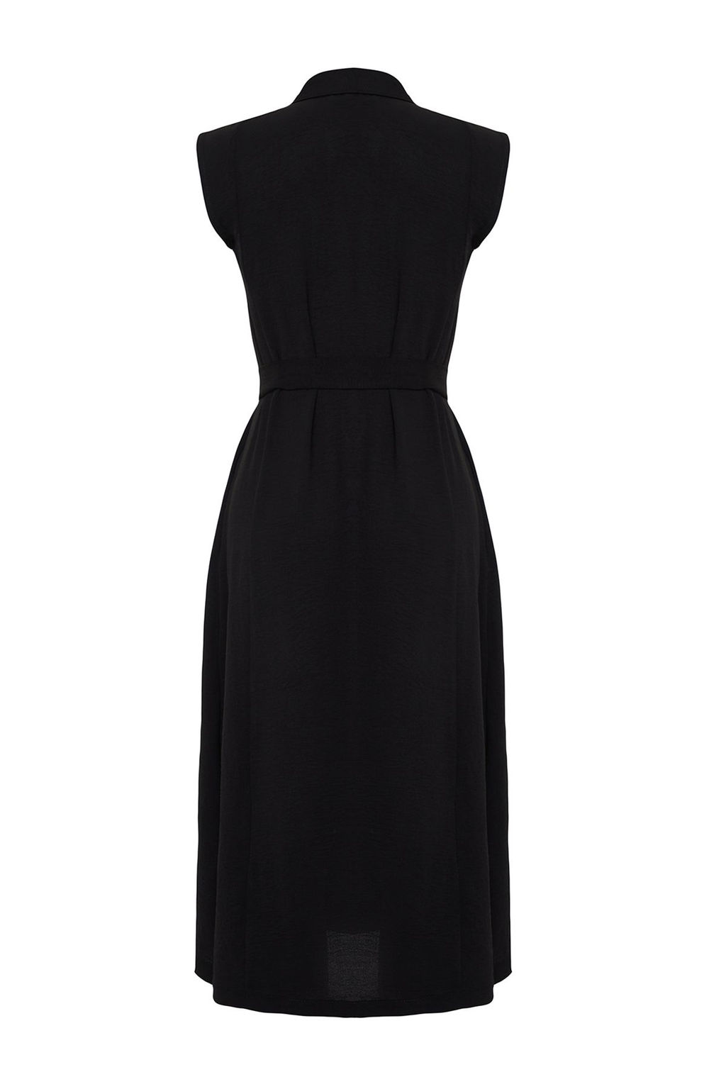 Siyah Kusakl? Duz Midi Kusakl? Siyah Kolsuz Gomlek Dokuma Elbise TWOSS24EL00984 - Trendyolmilla фото 8