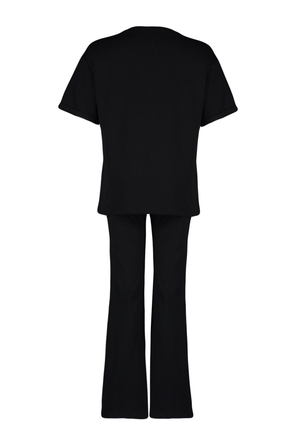 Siyah %100 Pamuk Oversize Kal?p Ispanyol Paca Orme T-shirt/Pantolon Alt-Ust Tak?m TWOSS24AU00059 - Trendyolmilla фото 8