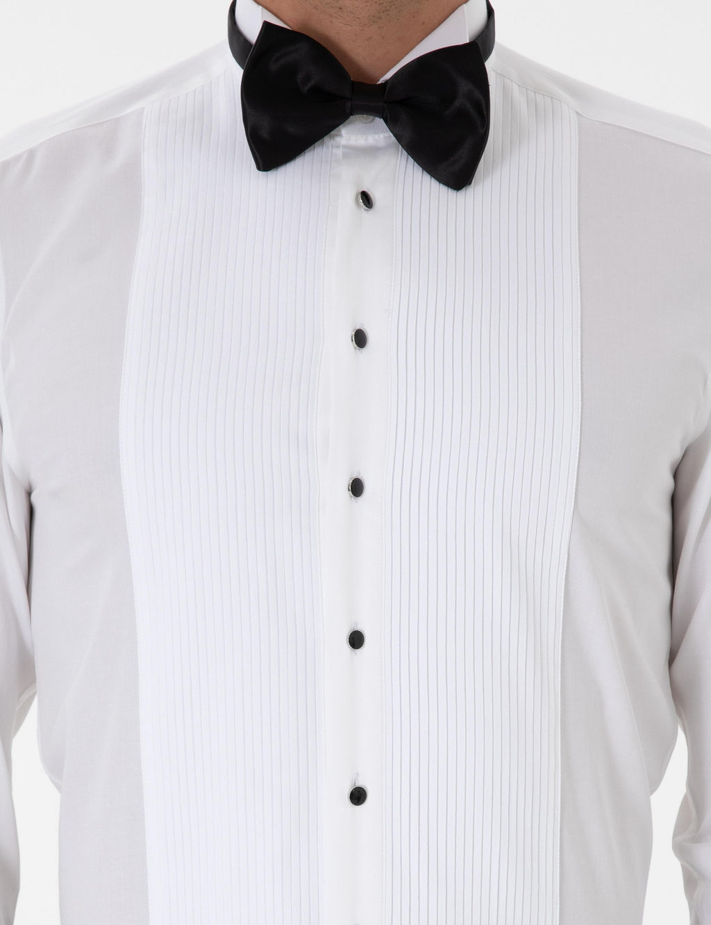 Beyaz Slim Fit Pamuk Kar___ml_ Ata Yaka Smokin G_mlek