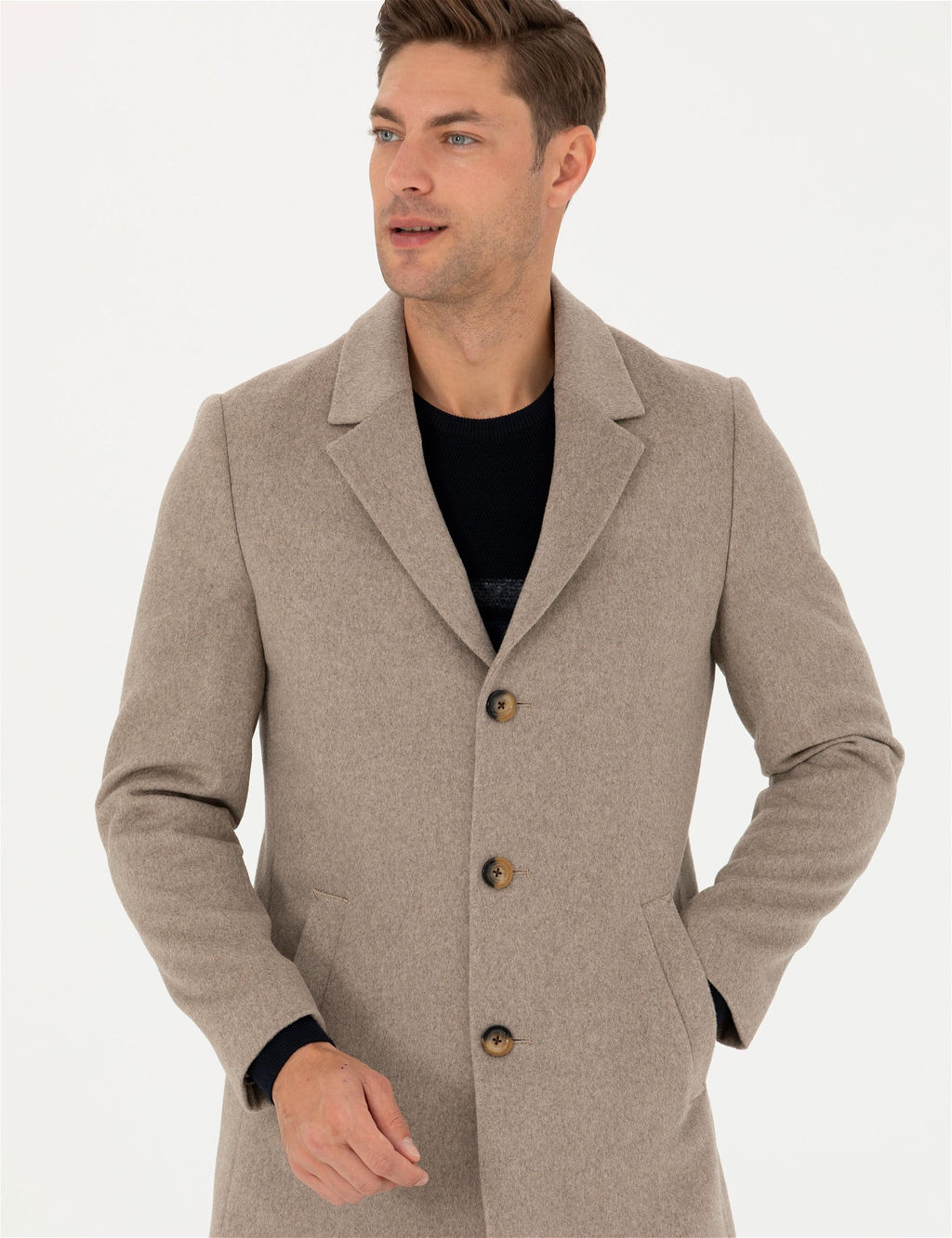 Bej Y_n Kar___ml_ Slim Fit Ka_e Kaban