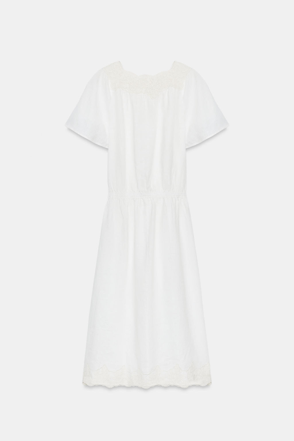 VESTIDO LINO CROCHET ZW COLLECTION / Beige claro - Zara фото 6