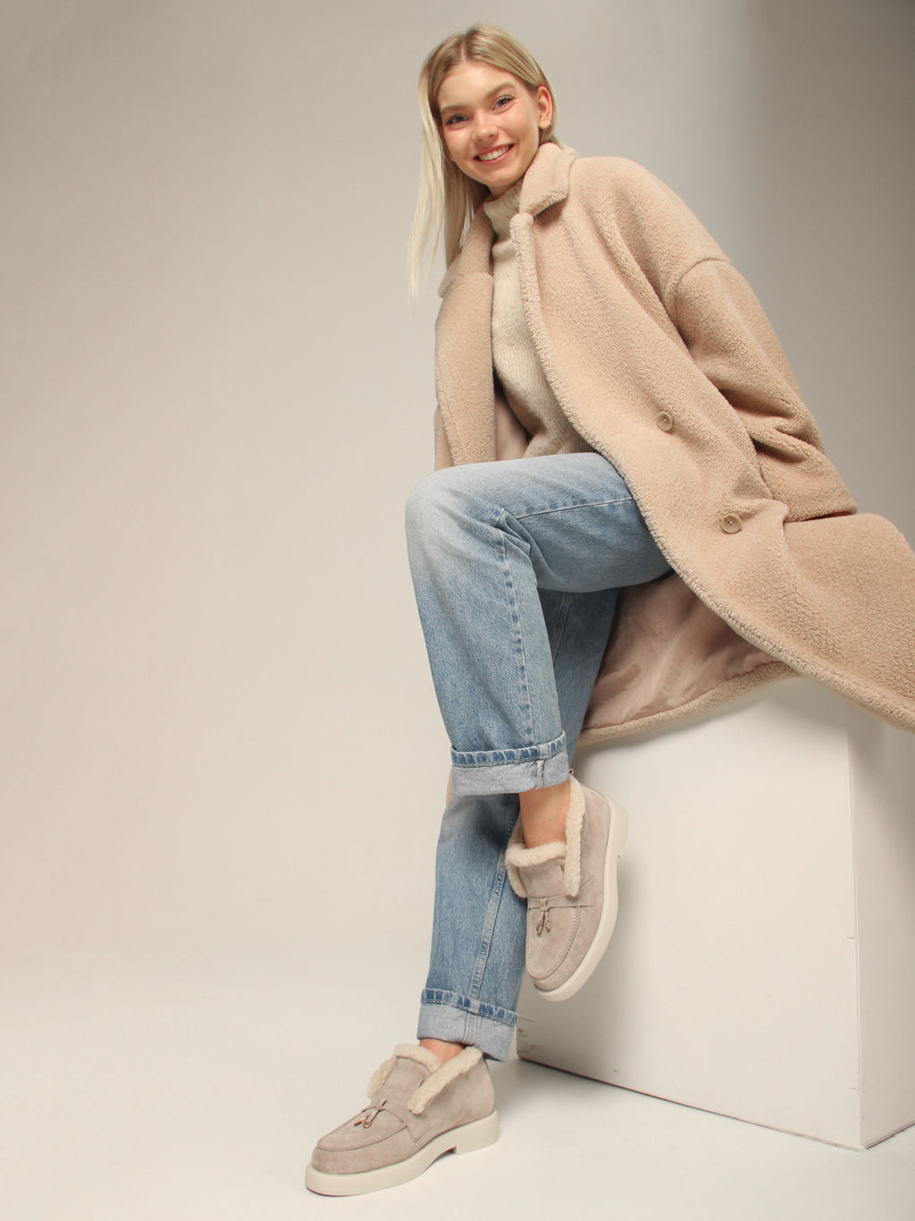 Ботинки 306.1593be.Каменный замша/шерсть